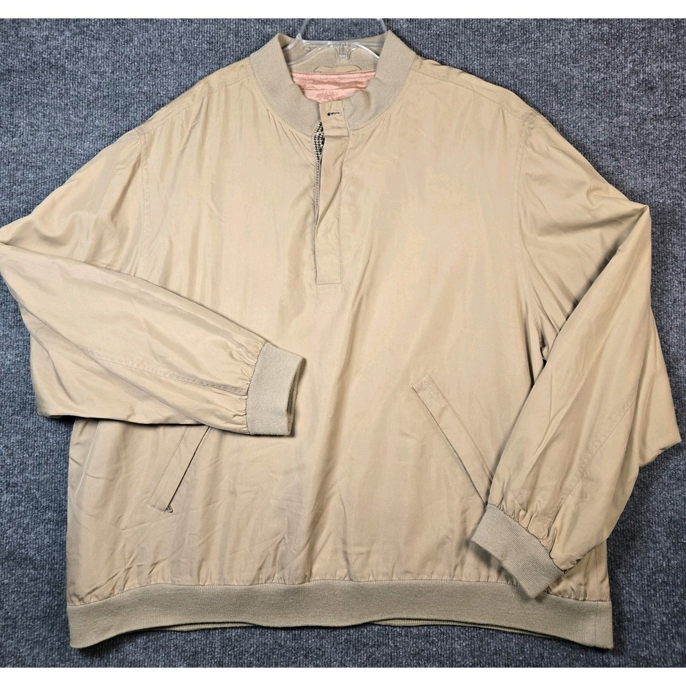 Bobby Jones Collection Mens XL 100% Silk Water Resistant Pullover Jacket Tan